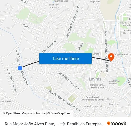 Rua Major João Alves Pinto, 226 to República Eutrepsemia map