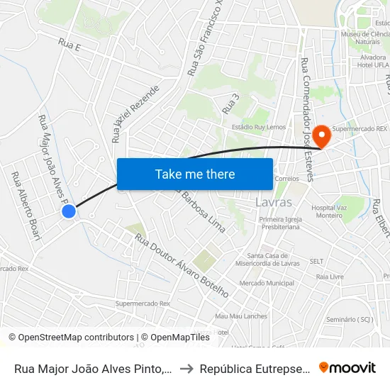 Rua Major João Alves Pinto, 105 to República Eutrepsemia map