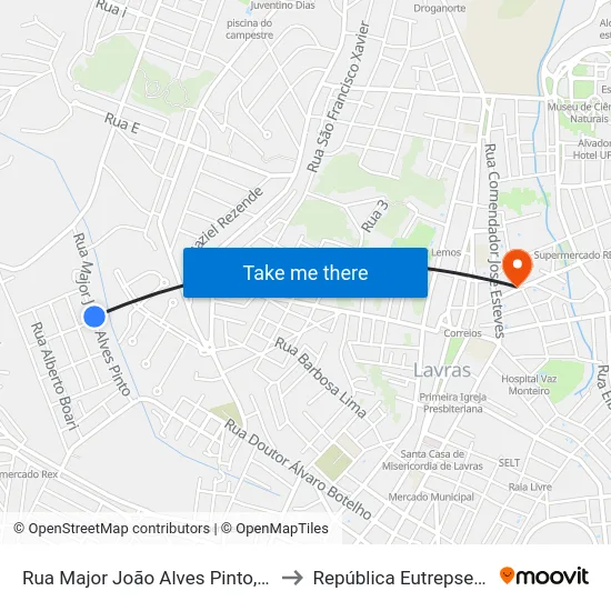 Rua Major João Alves Pinto, 248 to República Eutrepsemia map