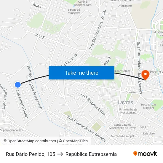 Rua Dário Penido, 105 to República Eutrepsemia map