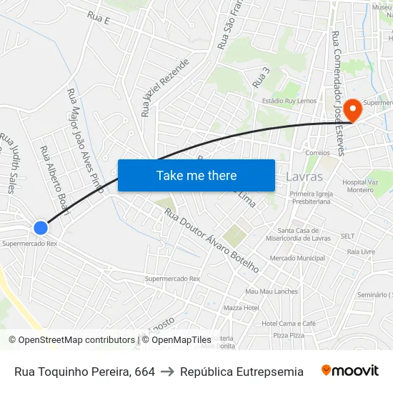 Rua Toquinho Pereira, 664 to República Eutrepsemia map