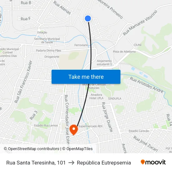 Rua Santa Teresinha, 101 to República Eutrepsemia map