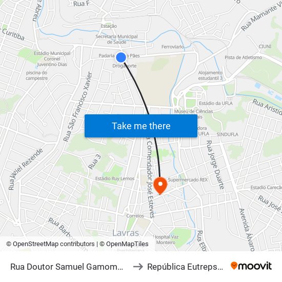 Rua Doutor Samuel Gamomm, 666 to República Eutrepsemia map