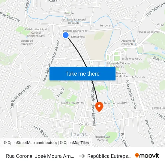 Rua Coronel José Moura Amaral, 81 to República Eutrepsemia map