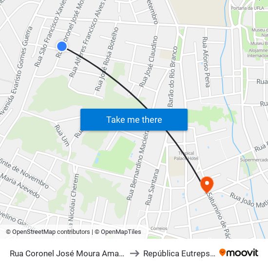 Rua Coronel José Moura Amaral, 568 to República Eutrepsemia map