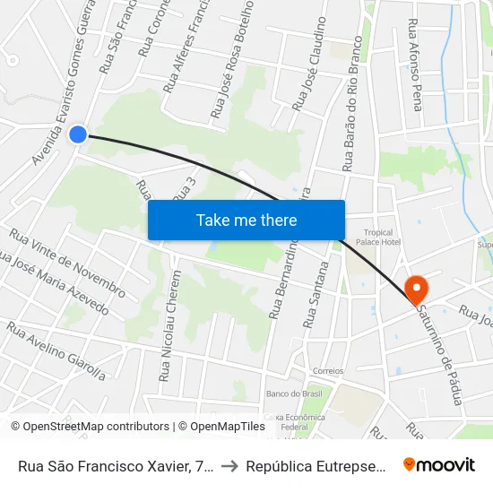 Rua São Francisco Xavier, 786 to República Eutrepsemia map