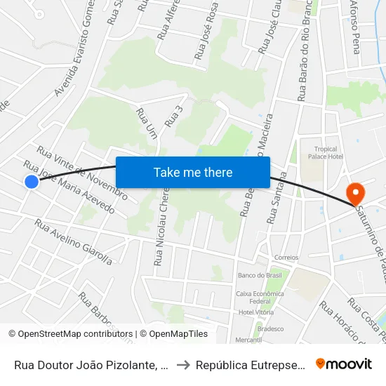 Rua Doutor João Pizolante, 100 to República Eutrepsemia map