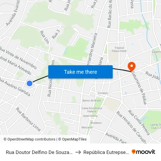 Rua Doutor Delfino De Souza, 459 to República Eutrepsemia map