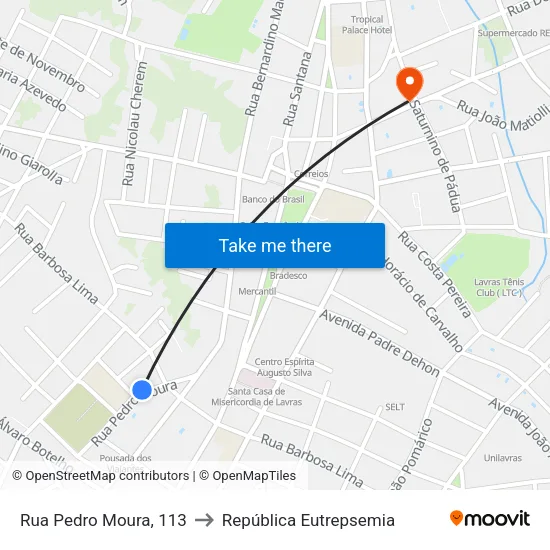 Rua Pedro Moura, 113 to República Eutrepsemia map