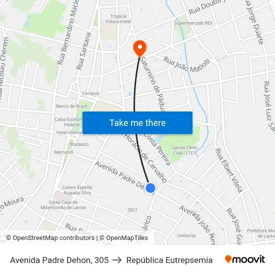 Avenida Padre Dehon, 305 to República Eutrepsemia map