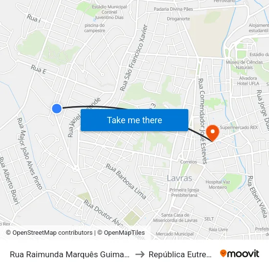 Rua Raimunda Marquês Guimarães, 1227 to República Eutrepsemia map