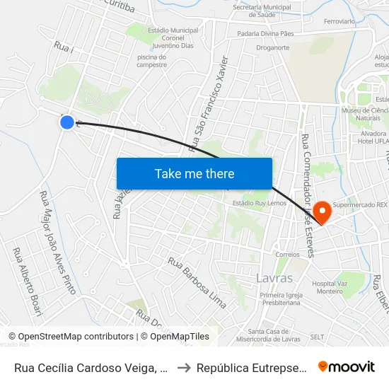 Rua Cecília Cardoso Veiga, 916 to República Eutrepsemia map