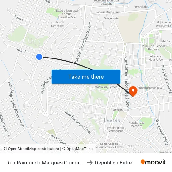 Rua Raimunda Marquês Guimarães, 1042 to República Eutrepsemia map