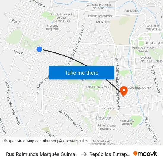 Rua Raimunda Marquês Guimarães, 957 to República Eutrepsemia map