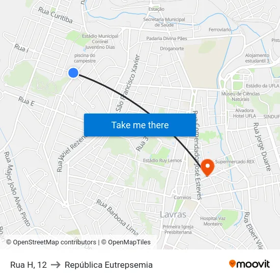 Rua H, 12 to República Eutrepsemia map