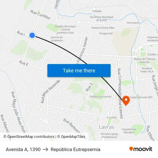 Avenida A, 1390 to República Eutrepsemia map