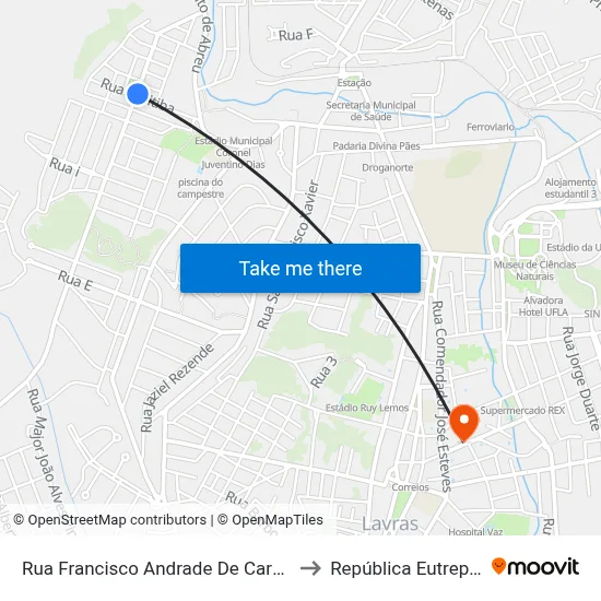 Rua Francisco Andrade De Carvalho, 150 to República Eutrepsemia map