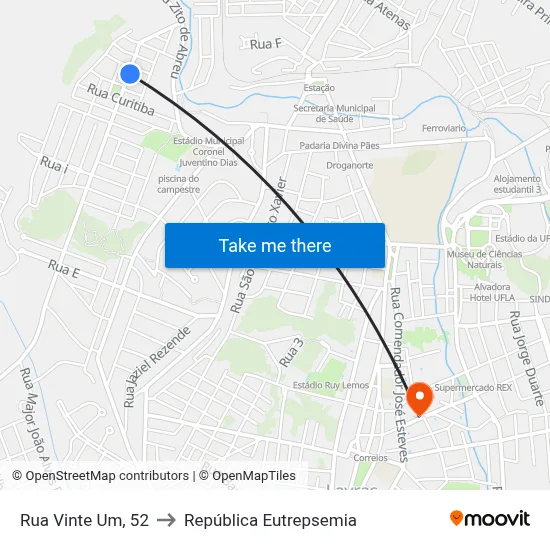 Rua Vinte Um, 52 to República Eutrepsemia map