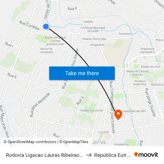 Rodovia Ligacao Lauras Ribeirao Vermelho, 265 to República Eutrepsemia map