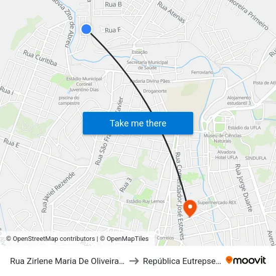 Rua Zirlene Maria De Oliveira, 340 to República Eutrepsemia map