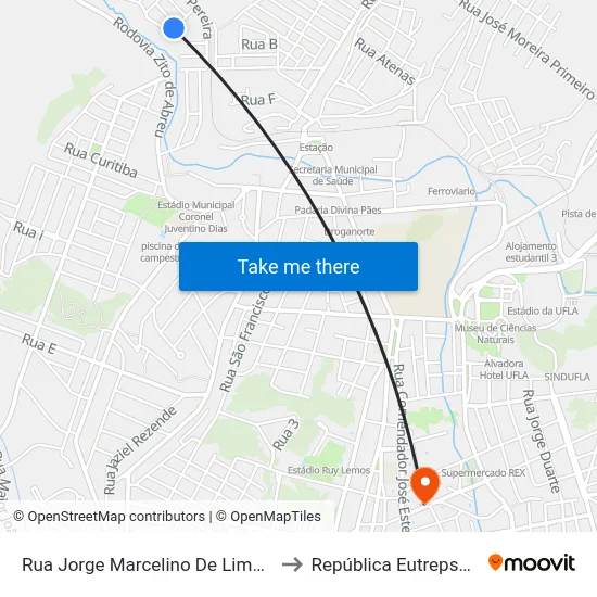 Rua Jorge Marcelino De Lima, 163 to República Eutrepsemia map