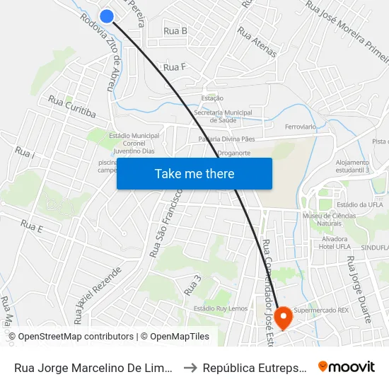 Rua Jorge Marcelino De Lima, 257 to República Eutrepsemia map