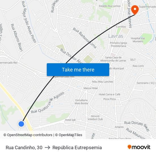 Rua Candinho, 30 to República Eutrepsemia map