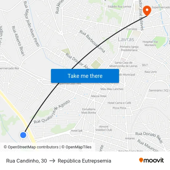 Rua Candinho, 30 to República Eutrepsemia map