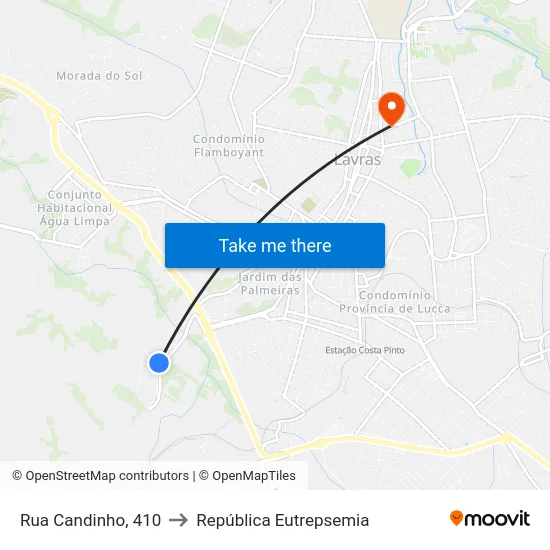 Rua Candinho, 410 to República Eutrepsemia map