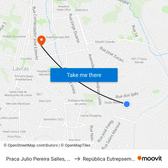 Praca Julio Pereira Salles, 51 to República Eutrepsemia map