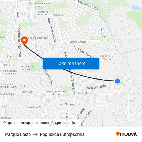 Parque Leste to República Eutrepsemia map