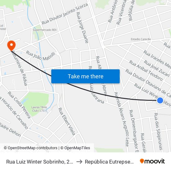 Rua Luiz Winter Sobrinho, 278 to República Eutrepsemia map