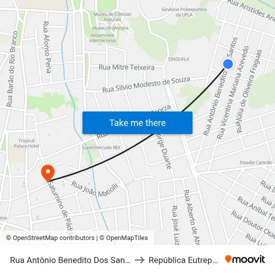 Rua Antônio Benedito Dos Santos, 110 to República Eutrepsemia map