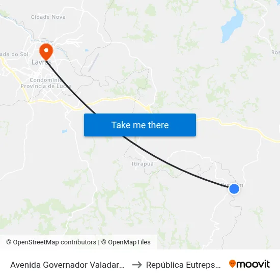 Avenida Governador Valadares, 89 to República Eutrepsemia map
