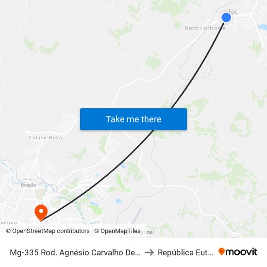 Mg-335 Rod. Agnésio Carvalho De Souza Km 77,6 Sul to República Eutrepsemia map