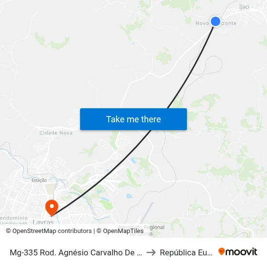 Mg-335 Rod. Agnésio Carvalho De Souza Km 78,6 Norte to República Eutrepsemia map