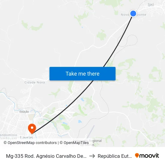 Mg-335 Rod. Agnésio Carvalho De Souza Km 78,6 Sul to República Eutrepsemia map