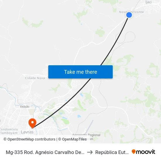 Mg-335 Rod. Agnésio Carvalho De Souza Km 79,0 Sul to República Eutrepsemia map