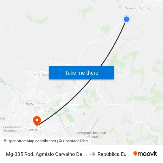 Mg-335 Rod. Agnésio Carvalho De Souza Km 79,6 Norte to República Eutrepsemia map