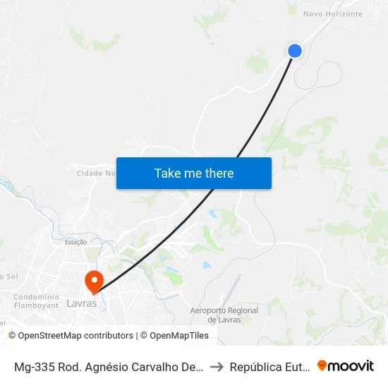 Mg-335 Rod. Agnésio Carvalho De Souza Km 80,0 Sul to República Eutrepsemia map