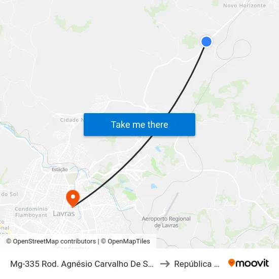 Mg-335 Rod. Agnésio Carvalho De Souza Km 80,5 Sul | Intercement to República Eutrepsemia map