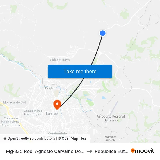 Mg-335 Rod. Agnésio Carvalho De Souza Km 83,0 Sul to República Eutrepsemia map