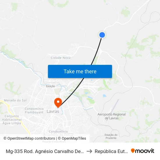 Mg-335 Rod. Agnésio Carvalho De Souza Km 83,2 Sul to República Eutrepsemia map