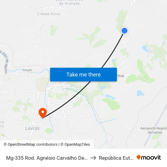 Mg-335 Rod. Agnésio Carvalho De Souza Km 85,2 Sul to República Eutrepsemia map