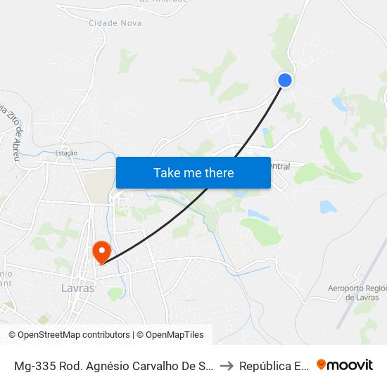 Mg-335 Rod. Agnésio Carvalho De Souza Km 85,5 Sul | Lavrinhas to República Eutrepsemia map