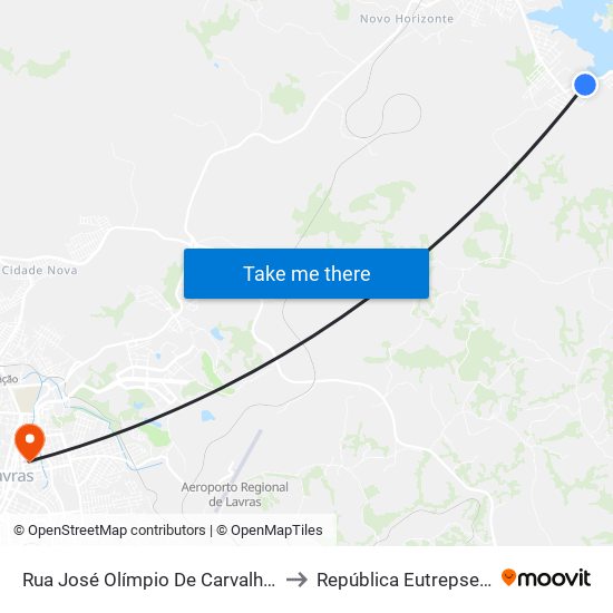 Rua José Olímpio De Carvalho, 50 to República Eutrepsemia map