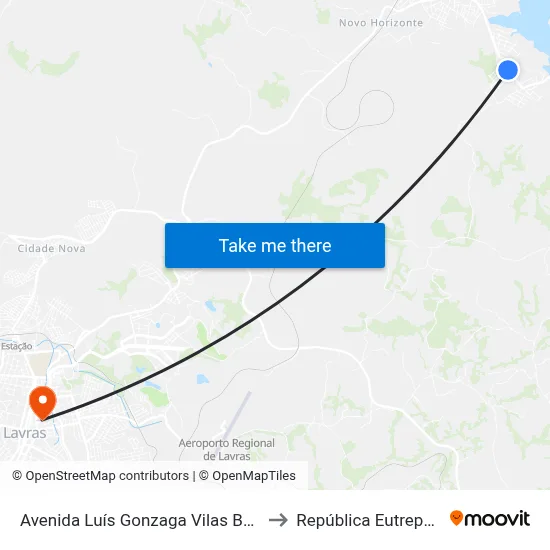 Avenida Luís Gonzaga Vilas Bôas, 961 to República Eutrepsemia map
