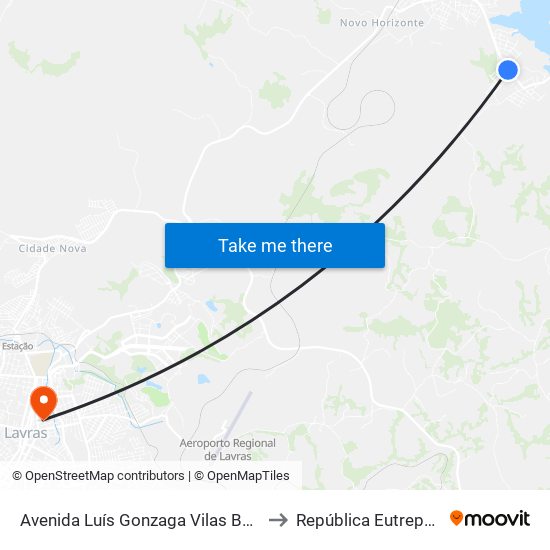 Avenida Luís Gonzaga Vilas Bôas, 962 to República Eutrepsemia map