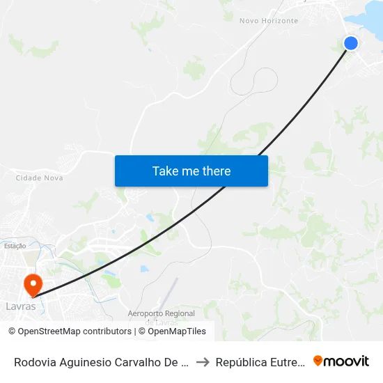 Rodovia Aguinesio Carvalho De Souza, 1112 to República Eutrepsemia map