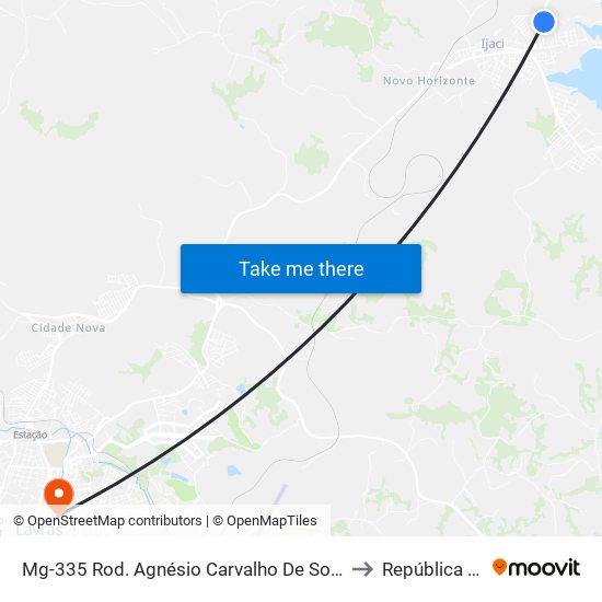 Mg-335 Rod. Agnésio Carvalho De Souza Km 76,2 Sul | Mineração Julinho to República Eutrepsemia map